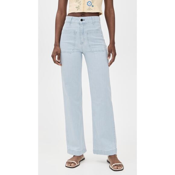 ASKK NY Sailor Pants Light Wash Wide Leg Jeans In Bleachout Blue - Picture 1 of 12